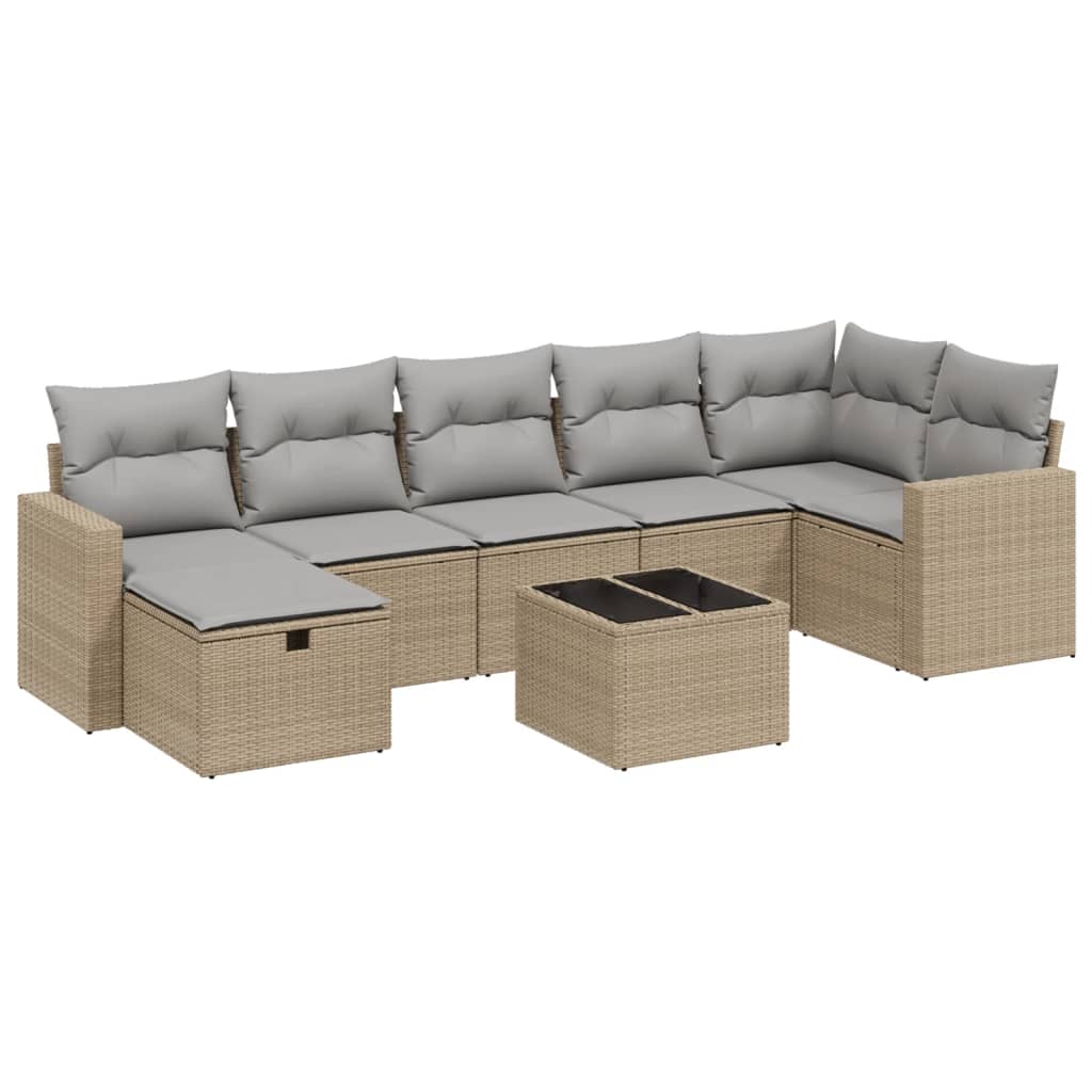 8-delige Loungeset met kussens poly rattan gemengd beige is nu te koop bij PeponiXL, paradijselijk wonen!