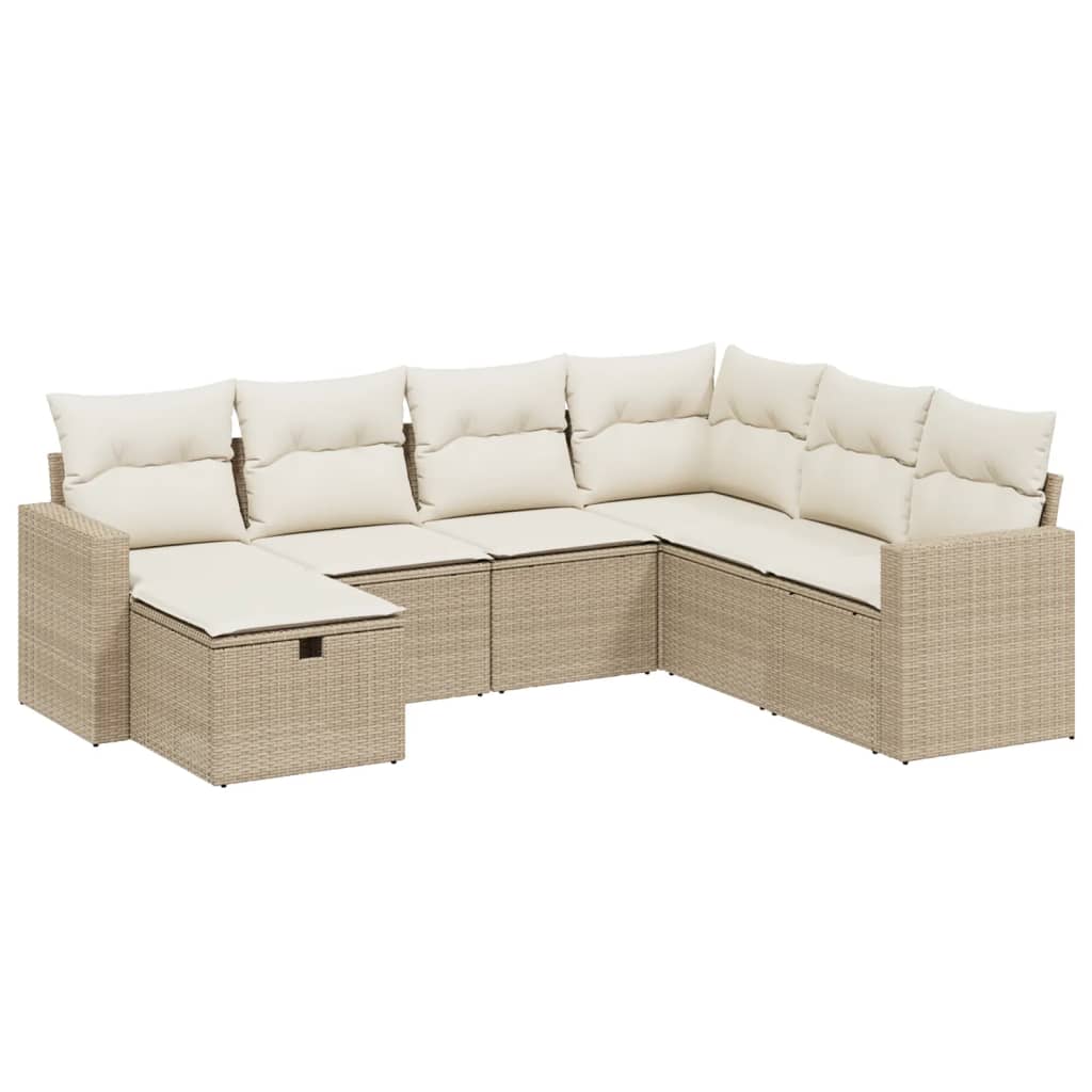 7-delige Loungeset met kussens poly rattan beige is nu te koop bij PeponiXL, paradijselijk wonen!