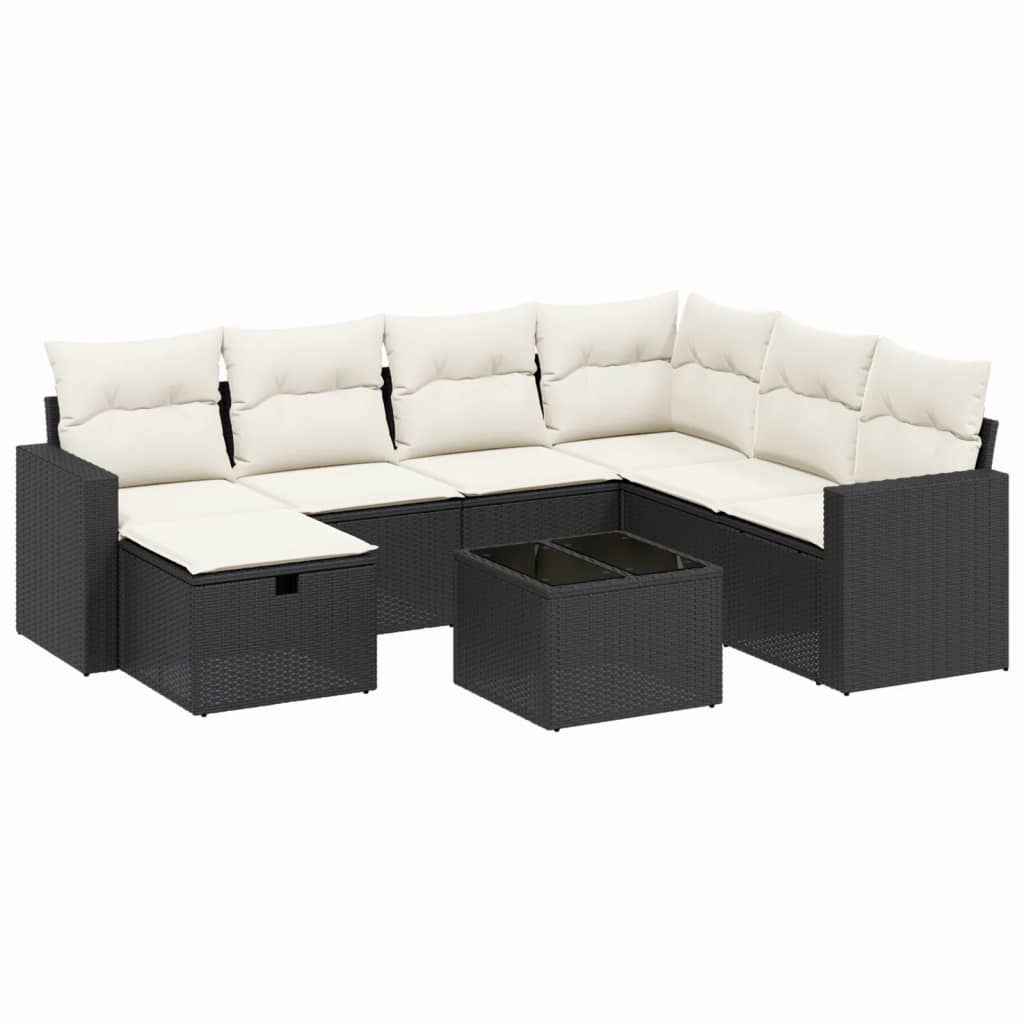 8-delige Loungeset met kussens poly rattan zwart is nu te koop bij PeponiXL, paradijselijk wonen!