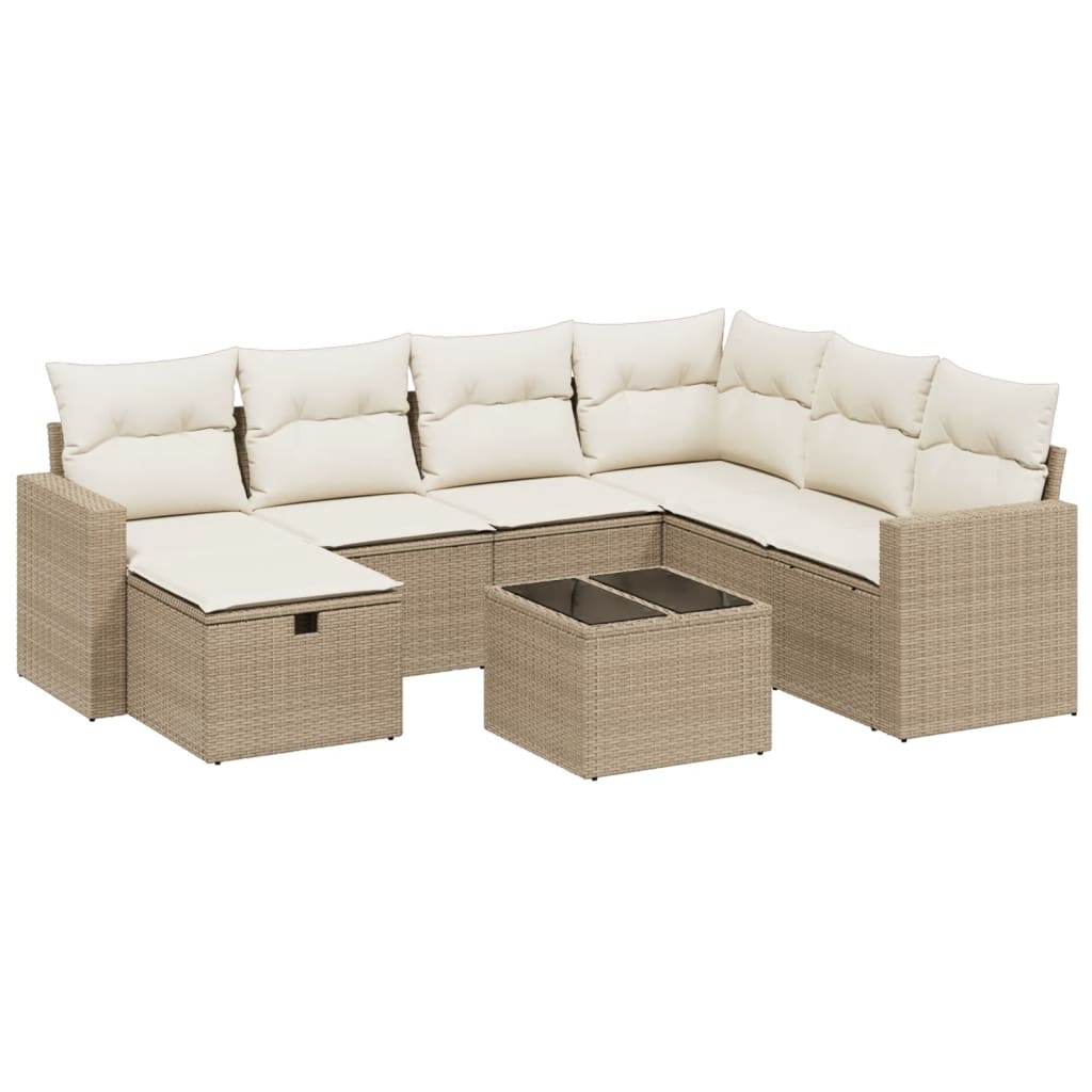 8-delige Loungeset met kussens poly rattan beige is nu te koop bij PeponiXL, paradijselijk wonen!