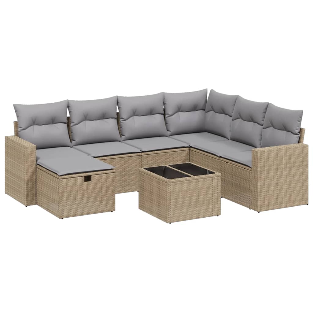 8-delige Loungeset met kussens poly rattan gemengd beige is nu te koop bij PeponiXL, paradijselijk wonen!