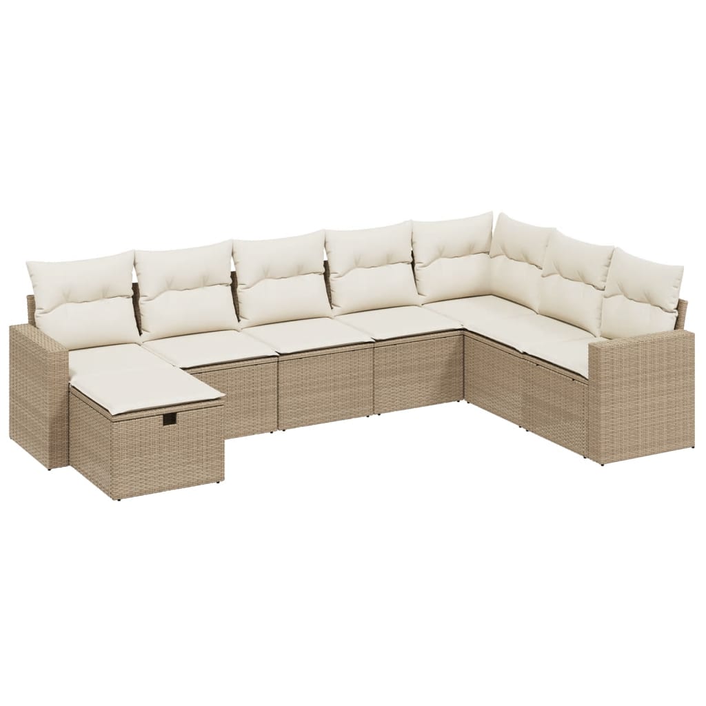 8-delige Loungeset met kussens poly rattan beige is nu te koop bij PeponiXL, paradijselijk wonen!