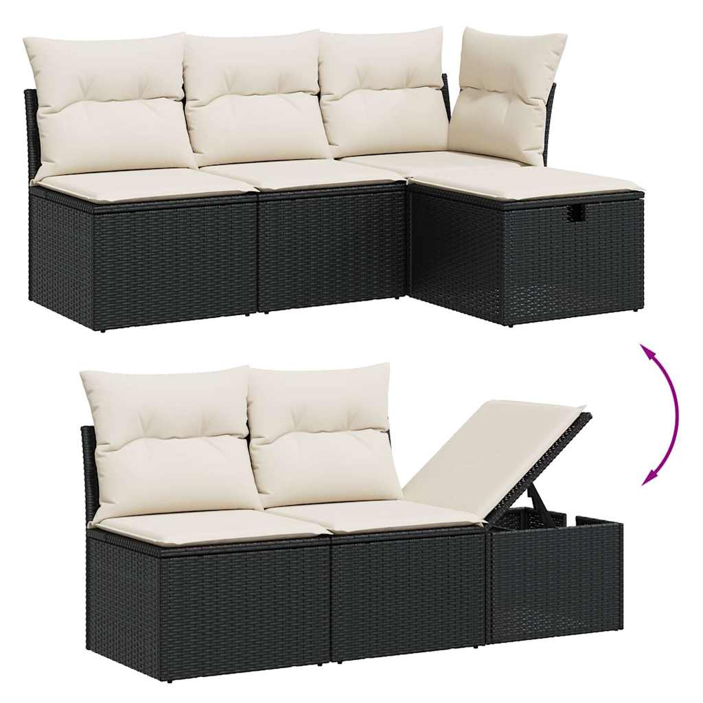 5-delige Loungeset met kussens poly rattan zwart is nu te koop bij PeponiXL, paradijselijk wonen!