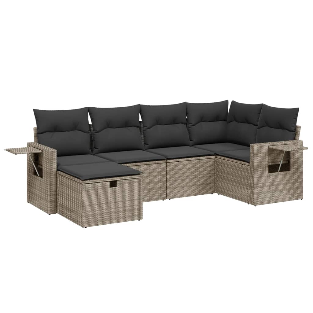 6-delige Loungeset met kussens poly rattan grijs is nu te koop bij PeponiXL, paradijselijk wonen!