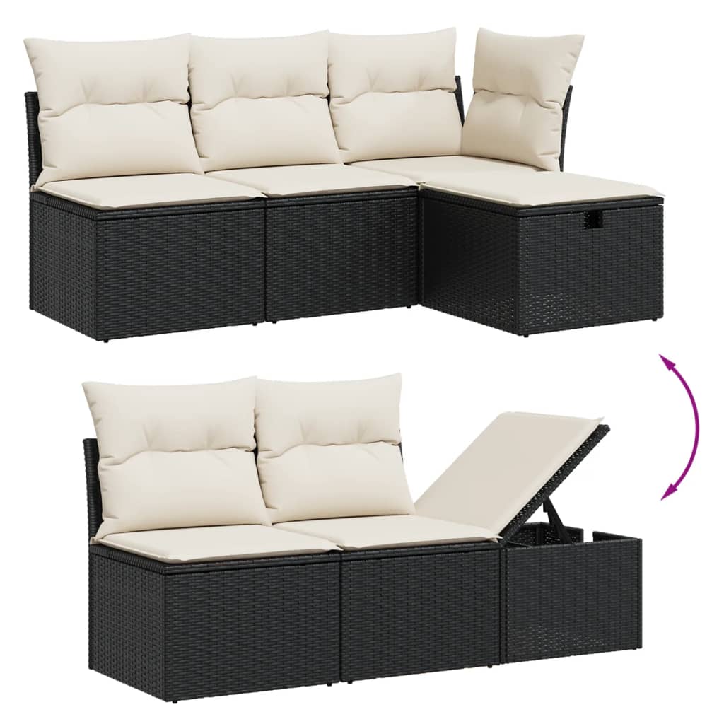 7-delige Loungeset met kussens poly rattan zwart is nu te koop bij PeponiXL, paradijselijk wonen!