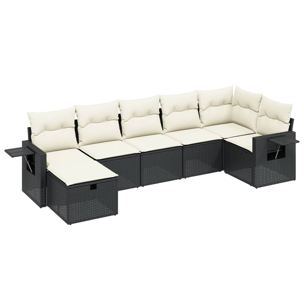 7-delige Loungeset met kussens poly rattan zwart is nu te koop bij PeponiXL, paradijselijk wonen!