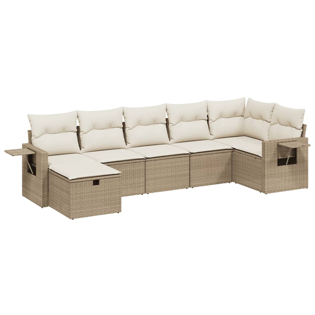 7-delige Loungeset met kussens poly rattan beige is nu te koop bij PeponiXL, paradijselijk wonen!