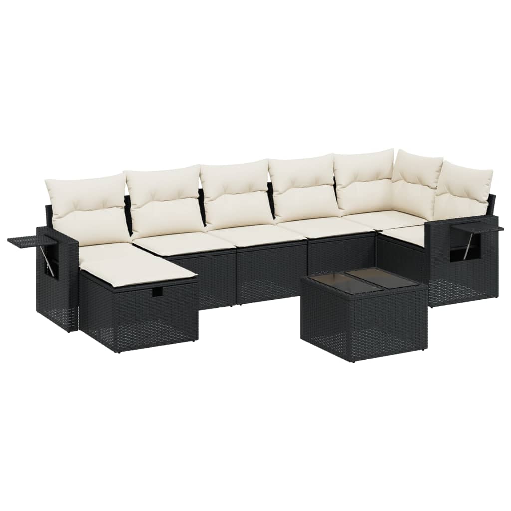 8-delige Loungeset met kussens poly rattan zwart is nu te koop bij PeponiXL, paradijselijk wonen!