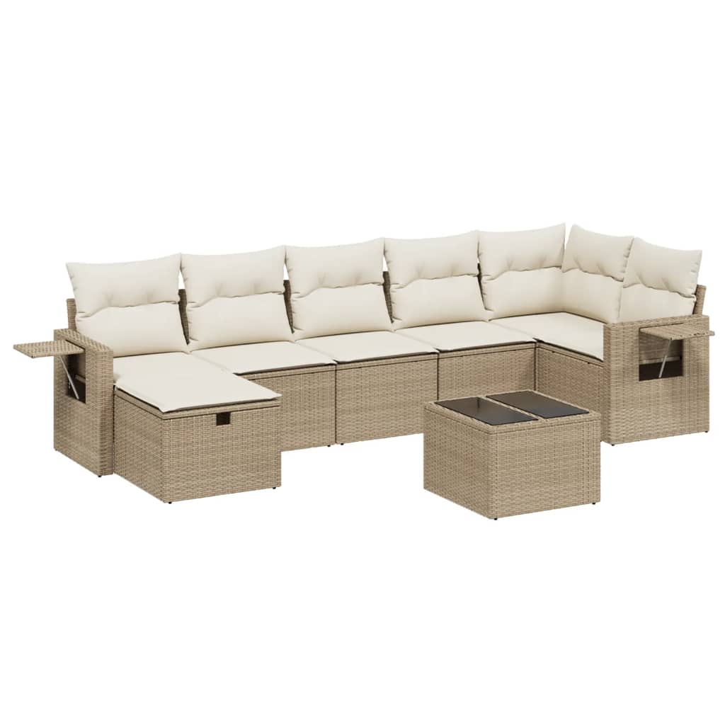 8-delige Loungeset met kussens poly rattan beige is nu te koop bij PeponiXL, paradijselijk wonen!