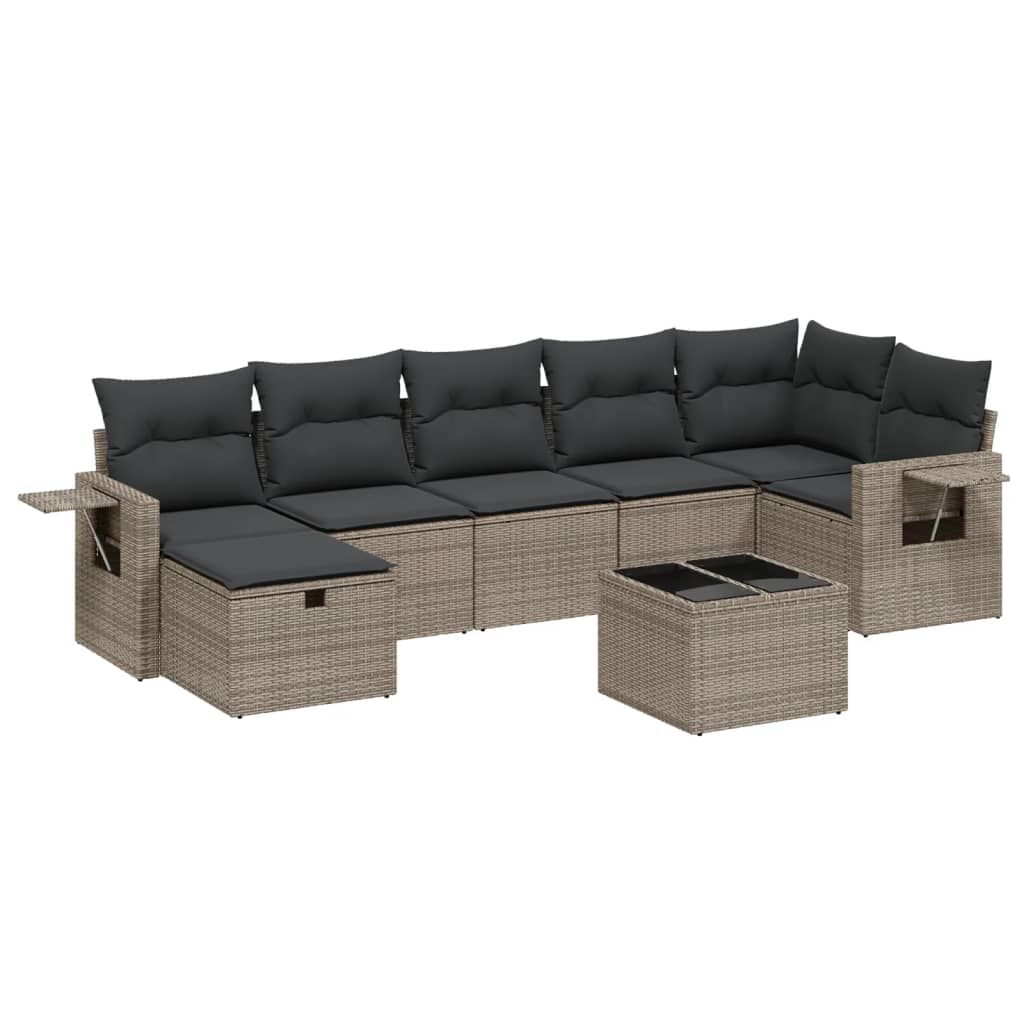 8-delige Loungeset met kussens poly rattan grijs is nu te koop bij PeponiXL, paradijselijk wonen!
