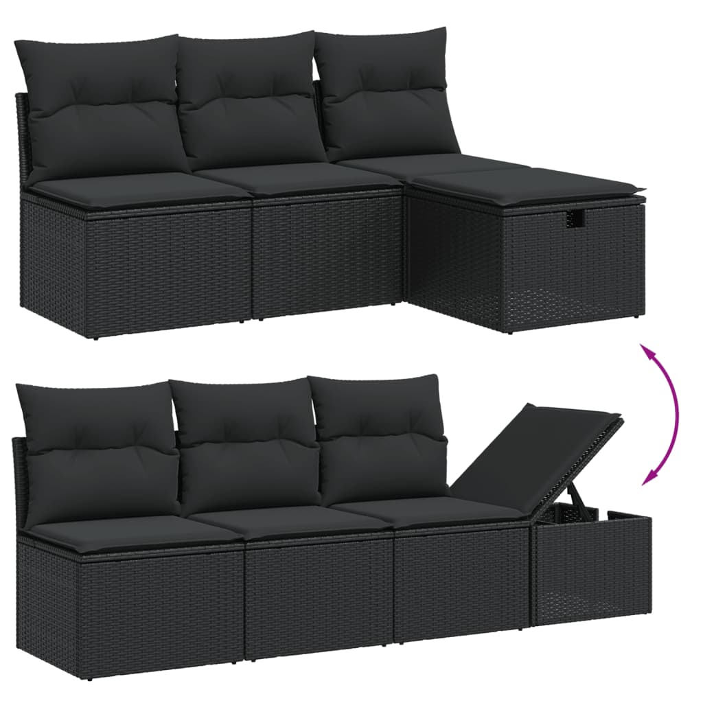 7-delige Loungeset met kussens poly rattan zwart is nu te koop bij PeponiXL, paradijselijk wonen!