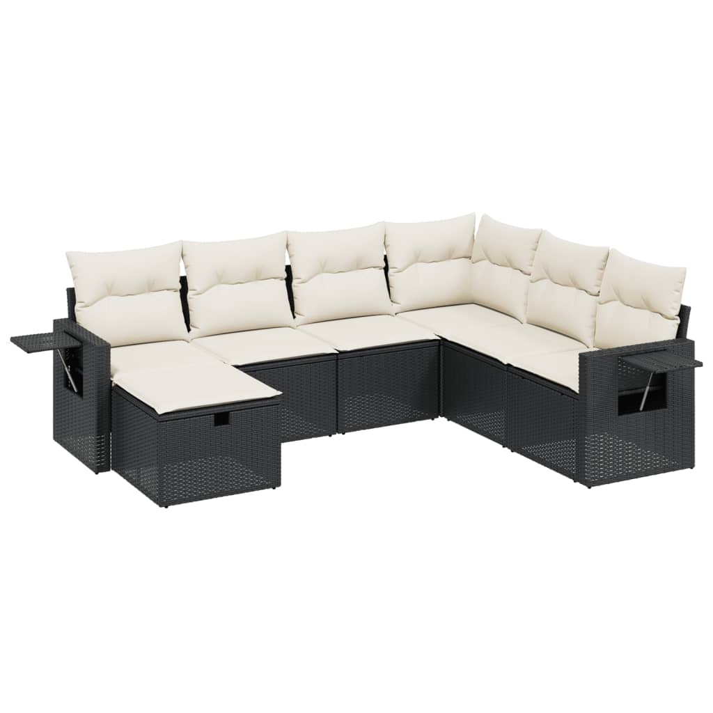 7-delige Loungeset met kussens poly rattan zwart is nu te koop bij PeponiXL, paradijselijk wonen!