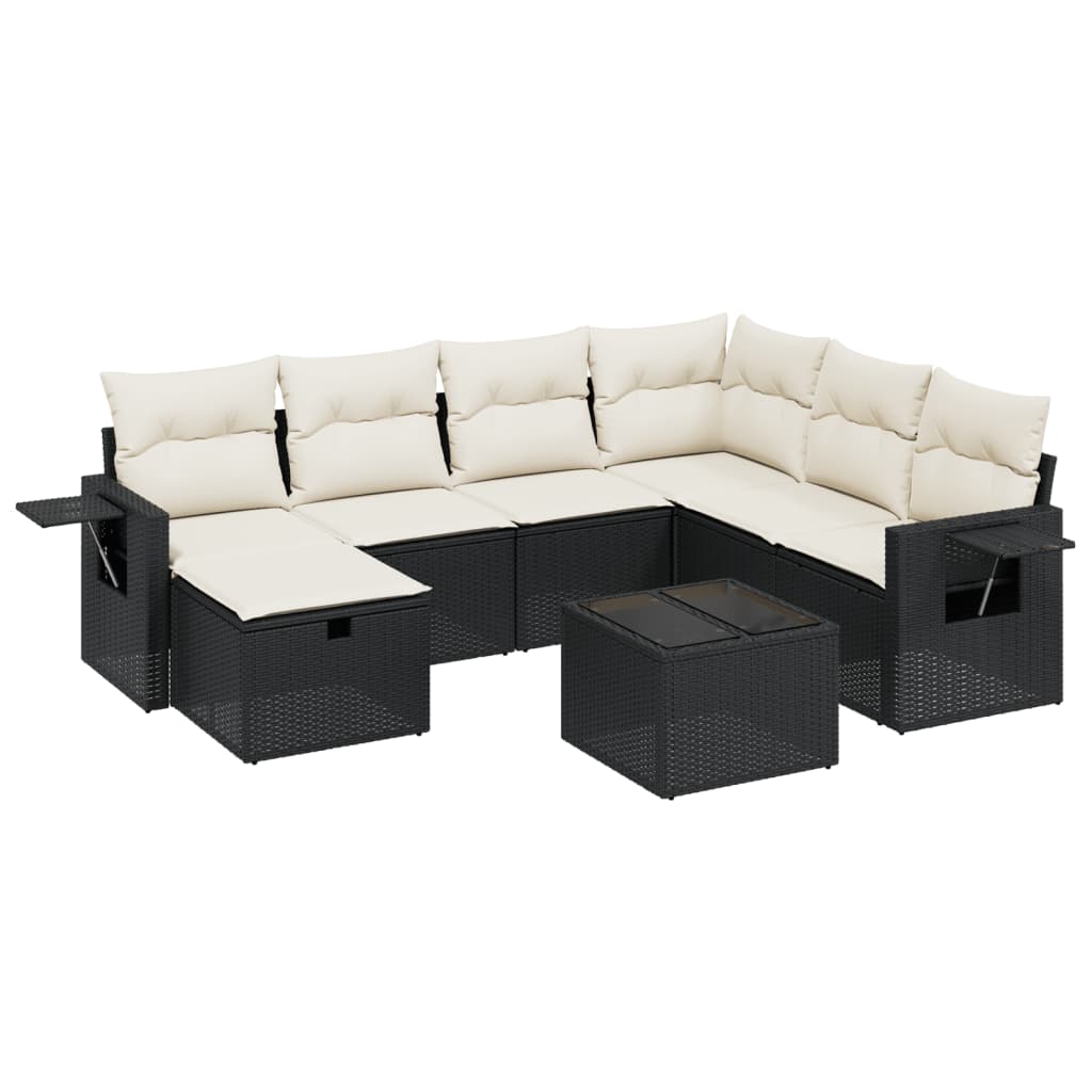 8-delige Loungeset met kussens poly rattan zwart is nu te koop bij PeponiXL, paradijselijk wonen!
