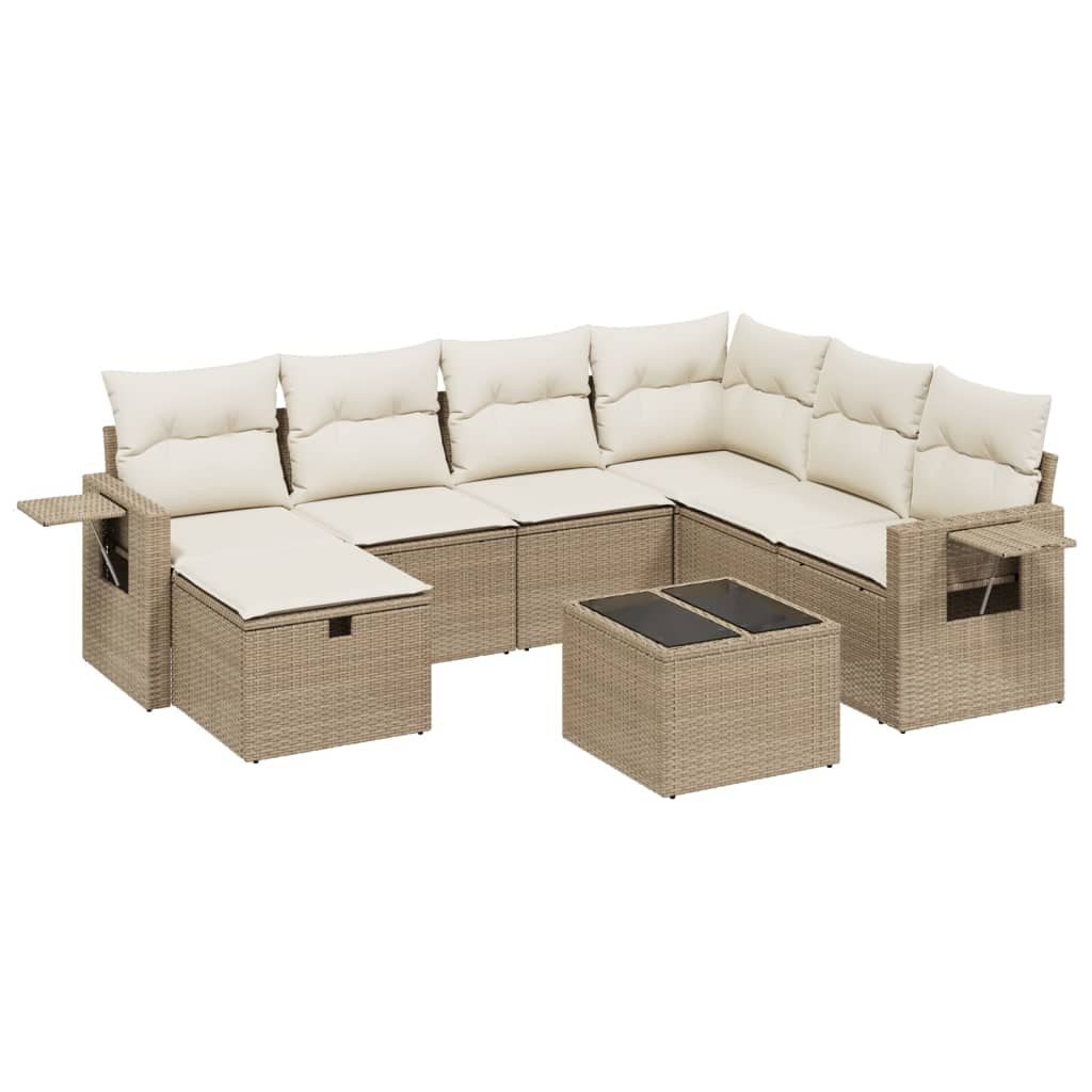 8-delige Loungeset met kussens poly rattan beige is nu te koop bij PeponiXL, paradijselijk wonen!