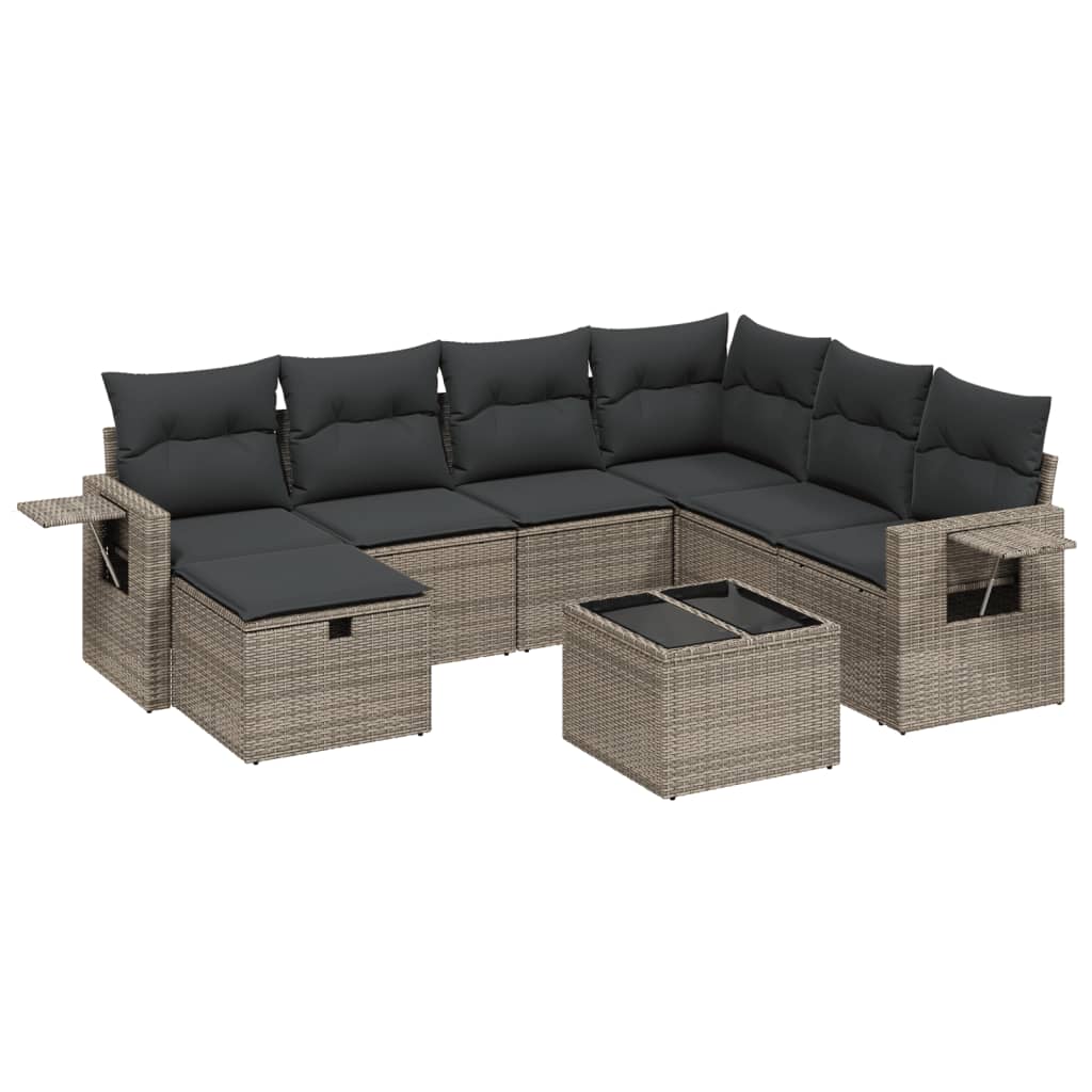 8-delige Loungeset met kussens poly rattan grijs is nu te koop bij PeponiXL, paradijselijk wonen!