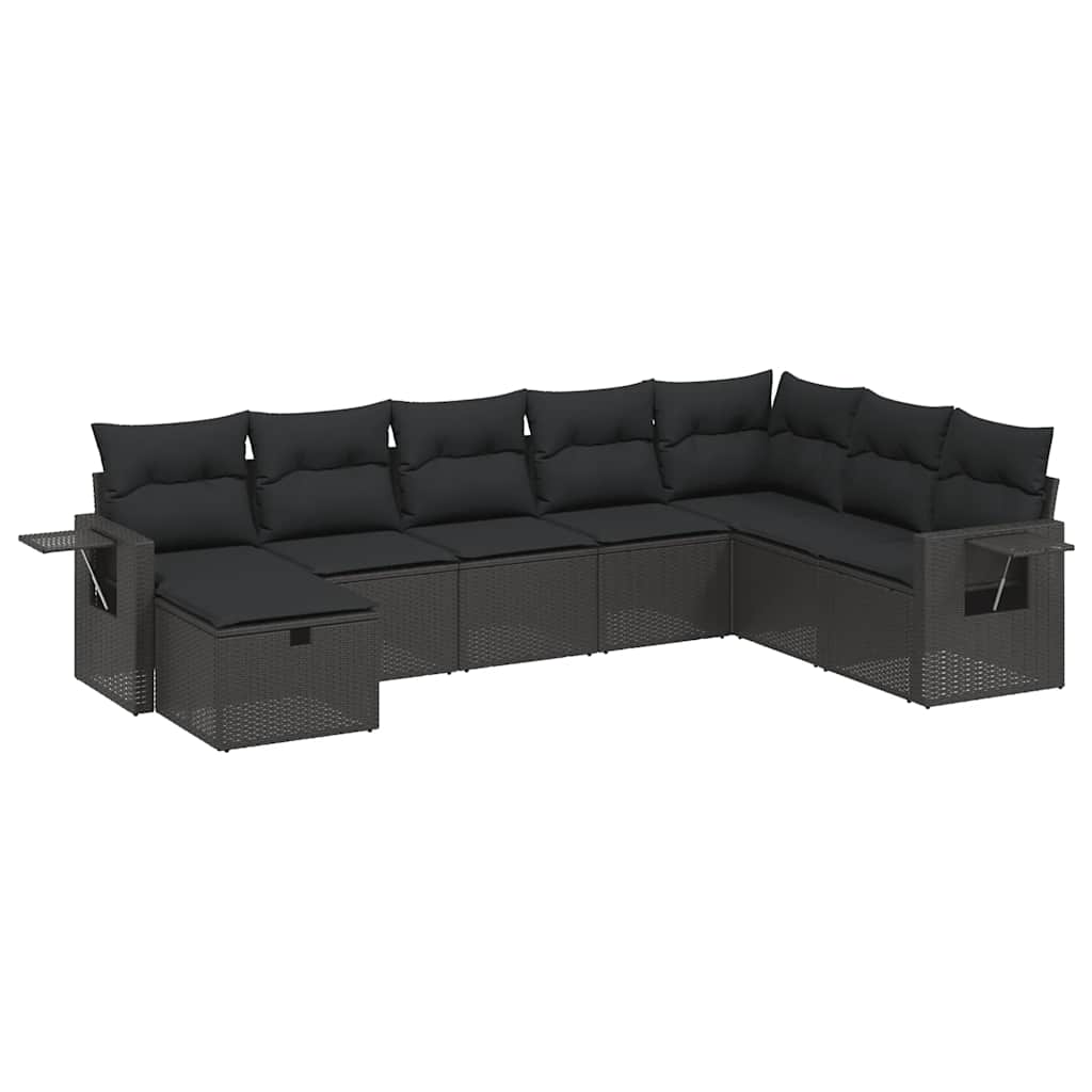 8-delige Loungeset met kussens poly rattan zwart is nu te koop bij PeponiXL, paradijselijk wonen!