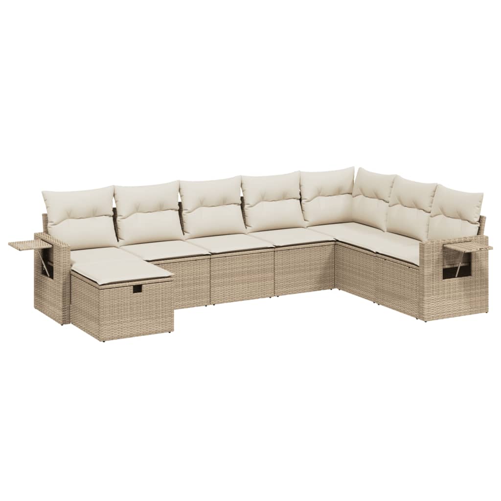 8-delige Loungeset met kussens poly rattan beige is nu te koop bij PeponiXL, paradijselijk wonen!
