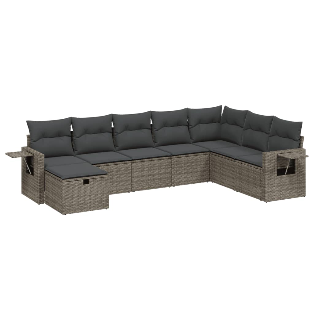 8-delige Loungeset met kussens poly rattan grijs is nu te koop bij PeponiXL, paradijselijk wonen!
