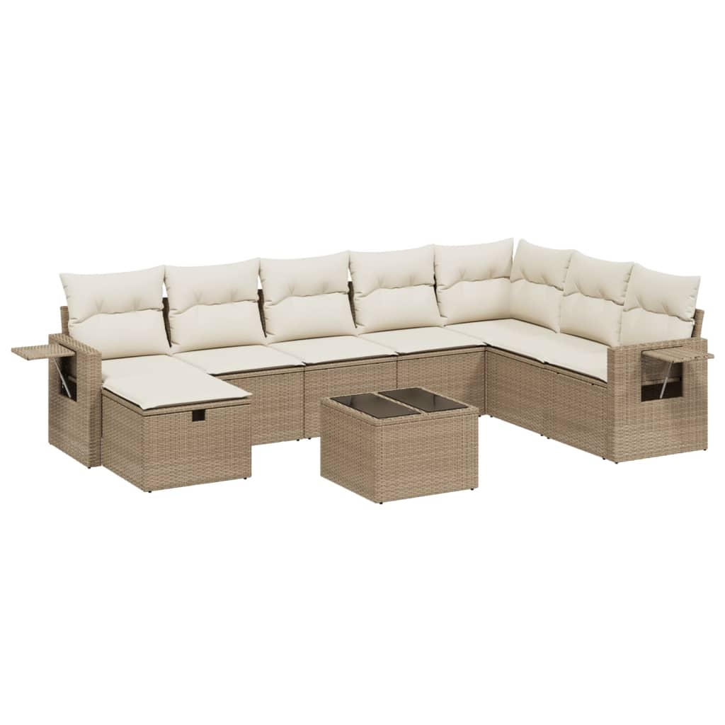 9-delige Loungeset met kussens poly rattan beige is nu te koop bij PeponiXL, paradijselijk wonen!