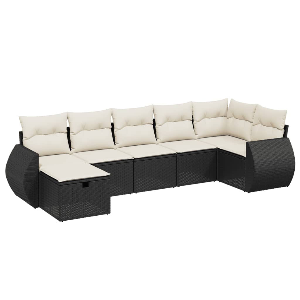 7-delige Loungeset met kussens poly rattan zwart is nu te koop bij PeponiXL, paradijselijk wonen!