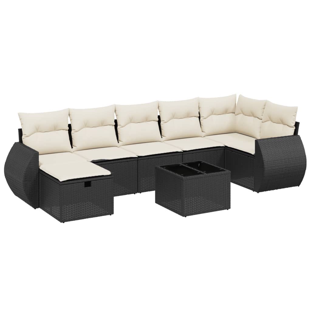 8-delige Loungeset met kussens poly rattan zwart is nu te koop bij PeponiXL, paradijselijk wonen!