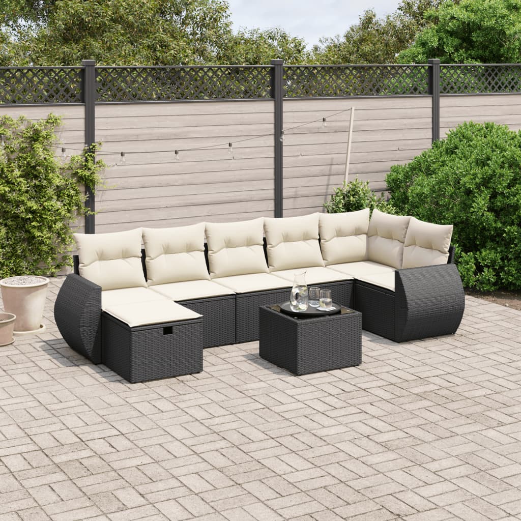 8-delige Loungeset met kussens poly rattan zwart is nu te koop bij PeponiXL, paradijselijk wonen!