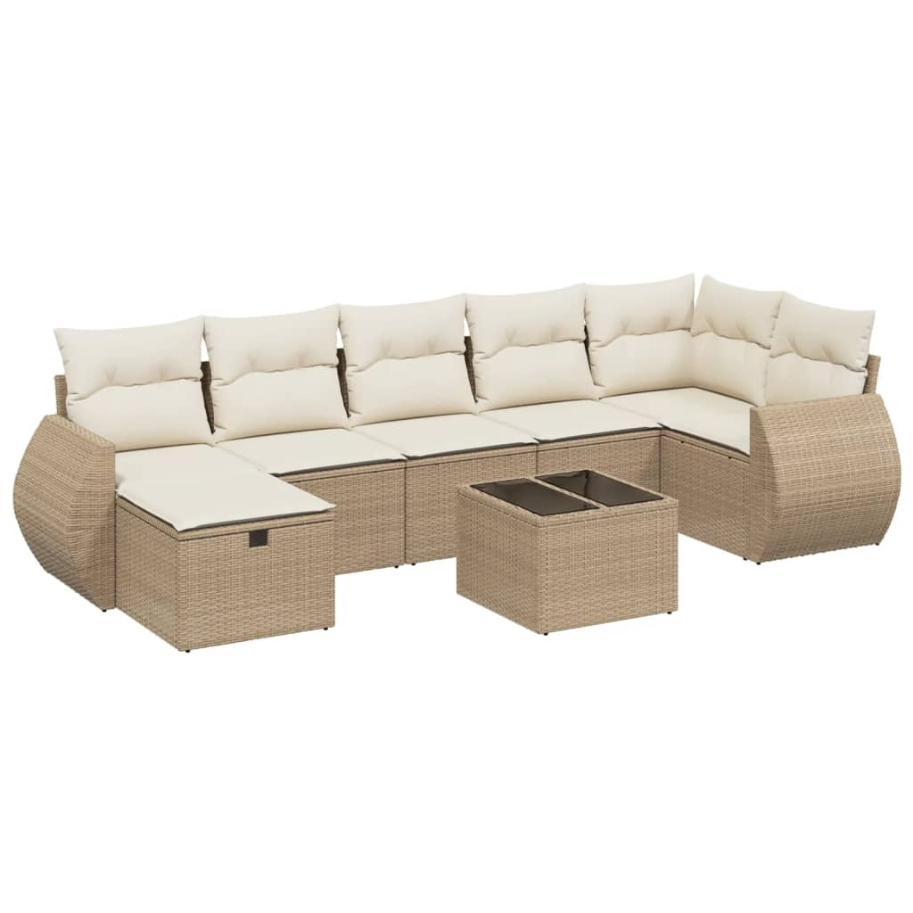 8-delige Loungeset met kussens poly rattan beige is nu te koop bij PeponiXL, paradijselijk wonen!