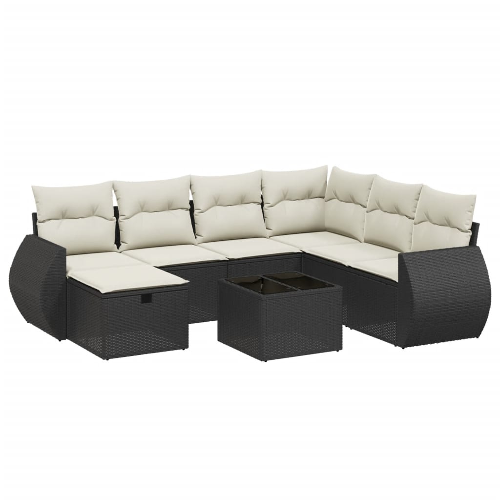8-delige Loungeset met kussens poly rattan zwart is nu te koop bij PeponiXL, paradijselijk wonen!