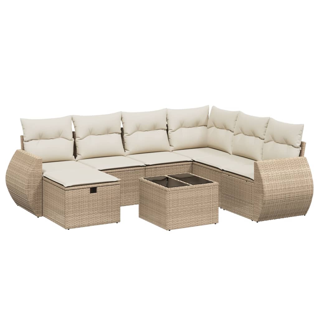 8-delige Loungeset met kussens poly rattan beige is nu te koop bij PeponiXL, paradijselijk wonen!