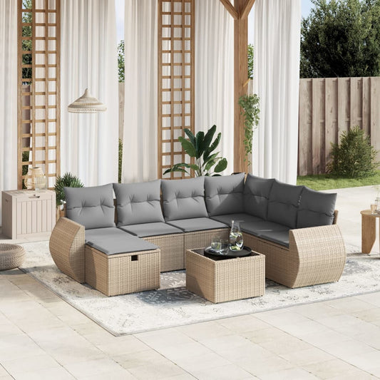 8-delige Loungeset met kussens poly rattan gemengd beige is nu te koop bij PeponiXL, paradijselijk wonen!