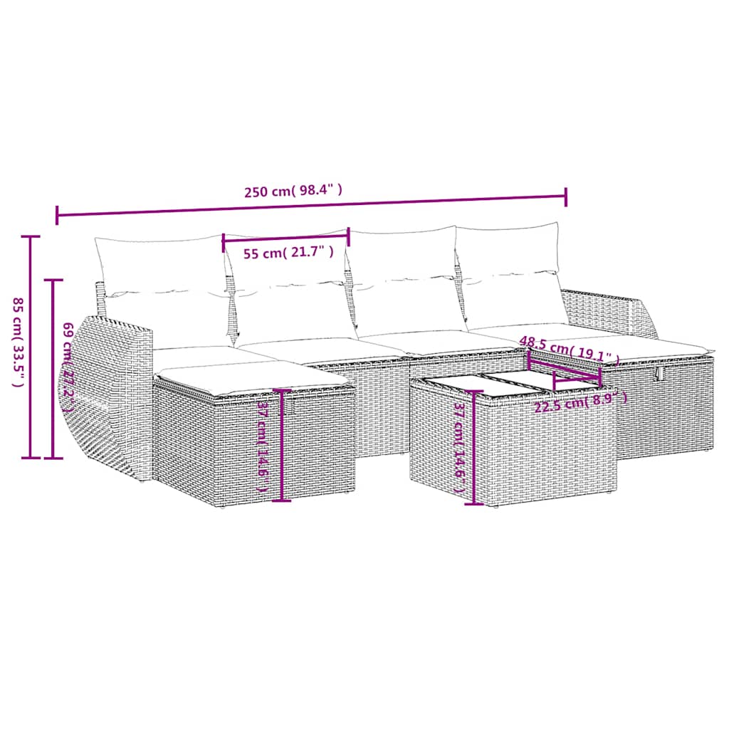 6-delige Loungeset met kussens poly rattan zwart is nu te koop bij PeponiXL, paradijselijk wonen!