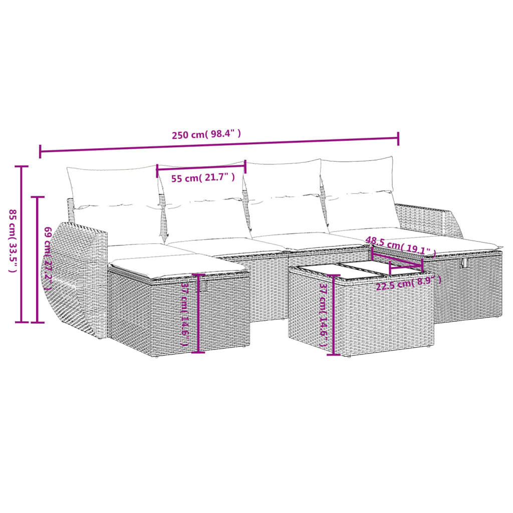 6-delige Loungeset met kussens poly rattan zwart is nu te koop bij PeponiXL, paradijselijk wonen!