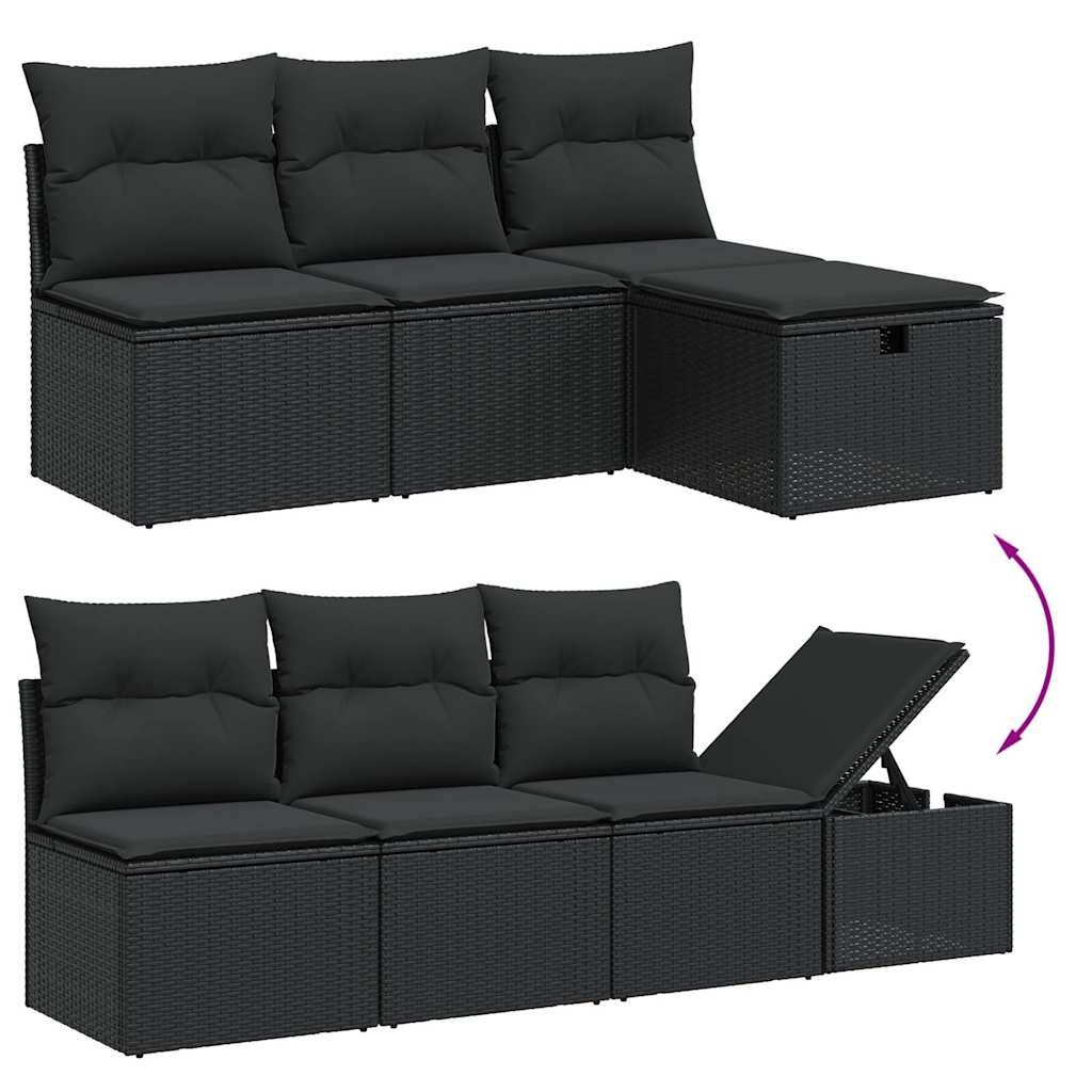 8-delige Loungeset met kussens poly rattan zwart is nu te koop bij PeponiXL, paradijselijk wonen!