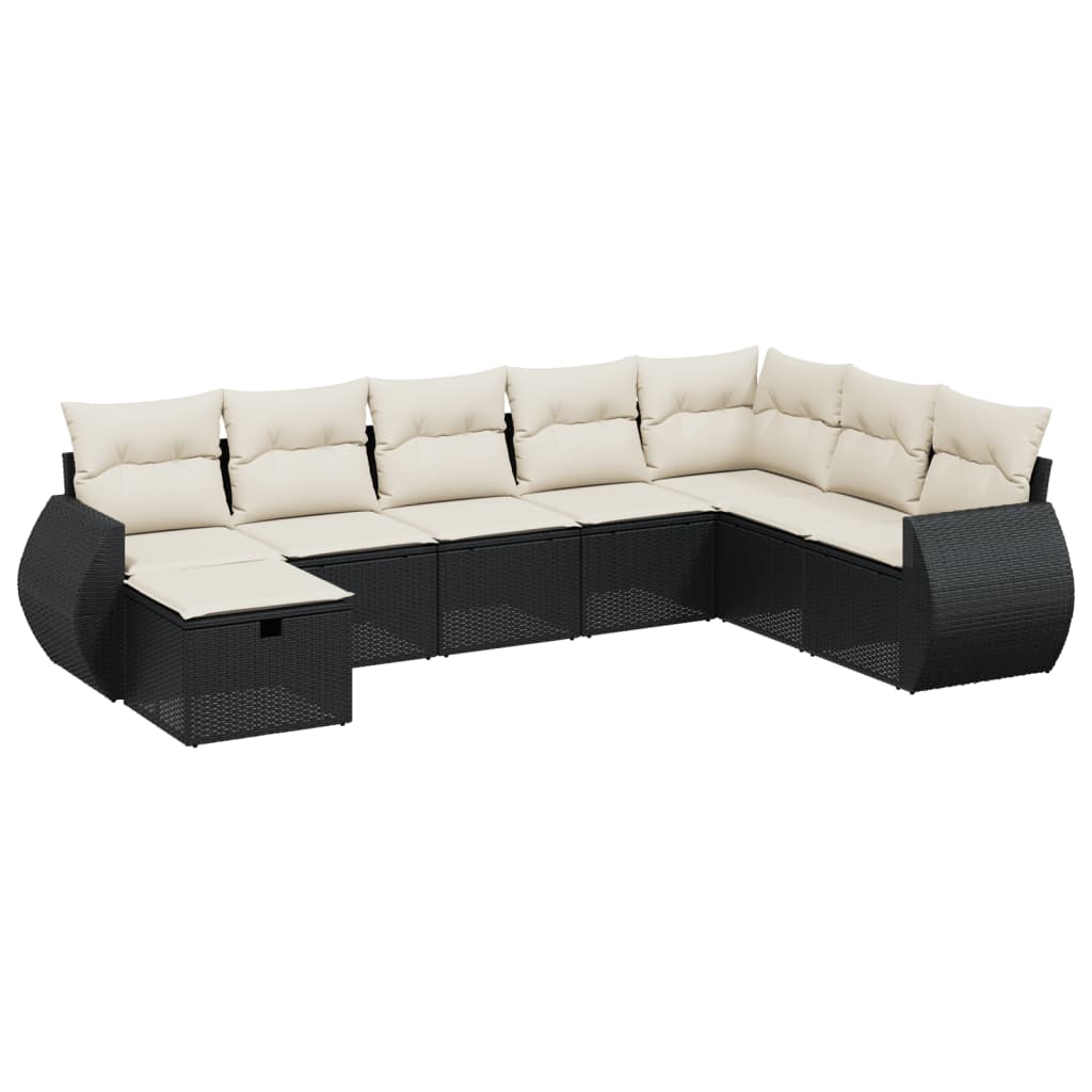 8-delige Loungeset met kussens poly rattan zwart is nu te koop bij PeponiXL, paradijselijk wonen!