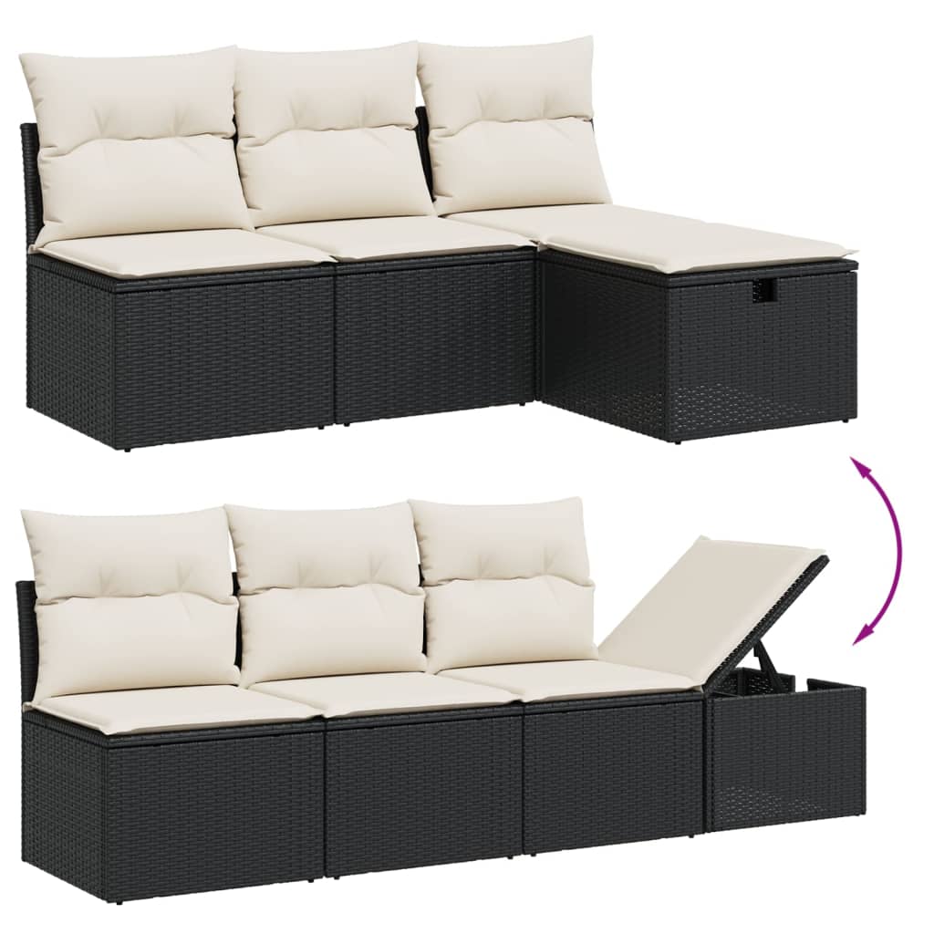 8-delige Loungeset met kussens poly rattan zwart is nu te koop bij PeponiXL, paradijselijk wonen!