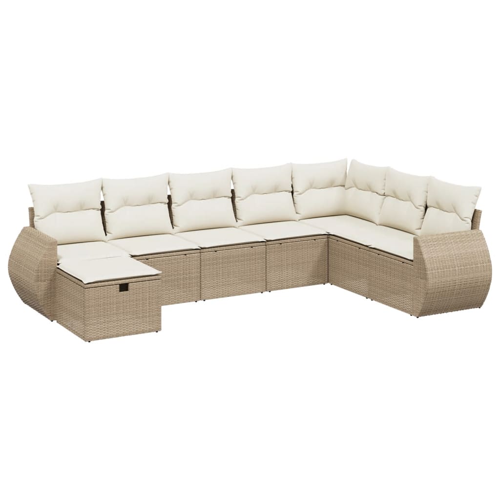 8-delige Loungeset met kussens poly rattan beige is nu te koop bij PeponiXL, paradijselijk wonen!