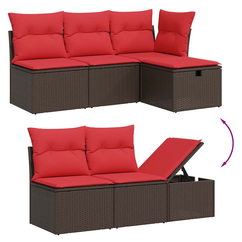 6-delige tuinbankset met kussens, bruin polyrotan is nu te koop bij PeponiXL, paradijselijk wonen!