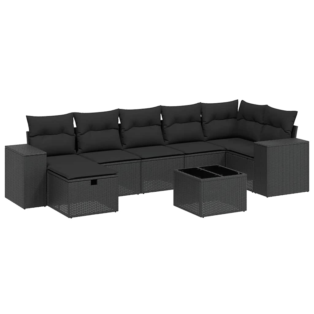 8-delige Loungeset met kussens poly rattan zwart is nu te koop bij PeponiXL, paradijselijk wonen!