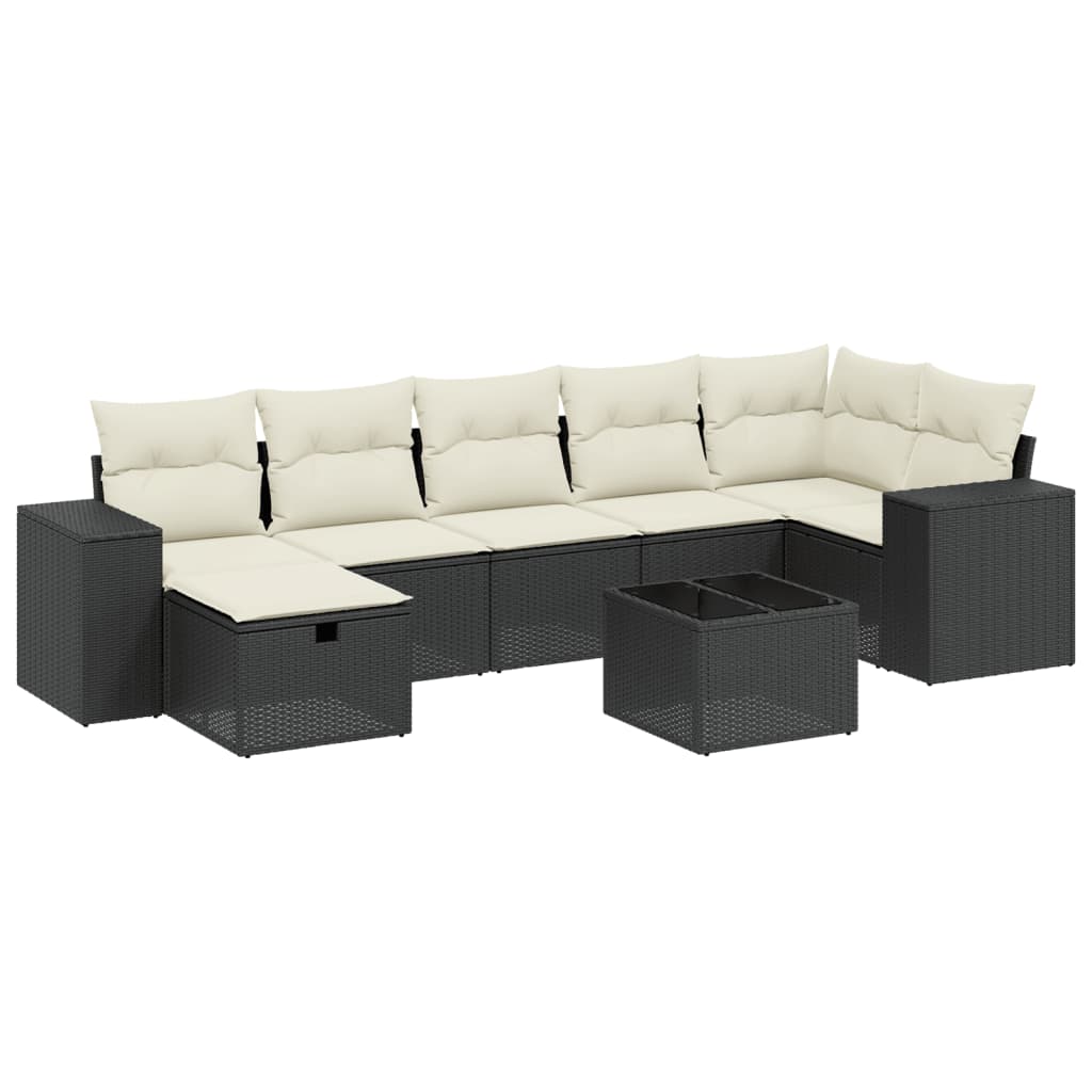 8-delige Loungeset met kussens poly rattan zwart is nu te koop bij PeponiXL, paradijselijk wonen!