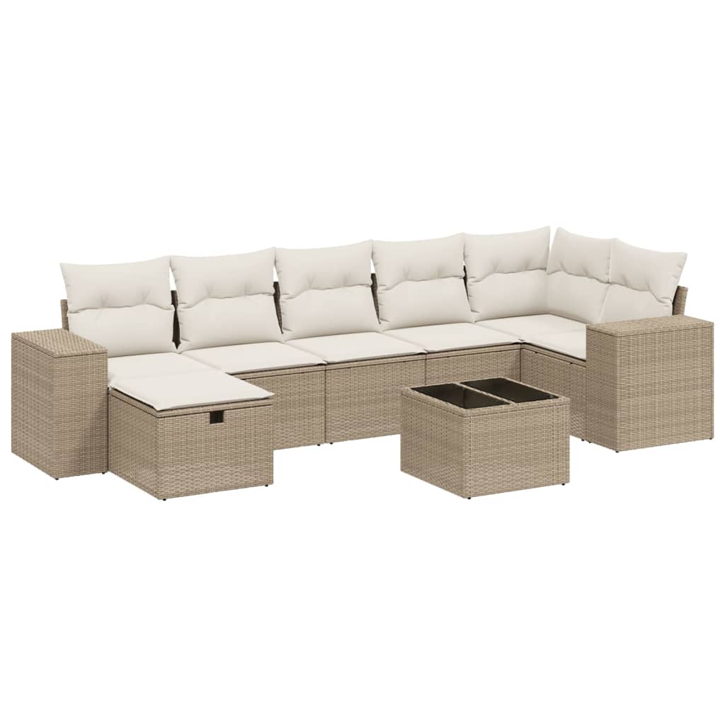 8-delige Loungeset met kussens poly rattan beige is nu te koop bij PeponiXL, paradijselijk wonen!