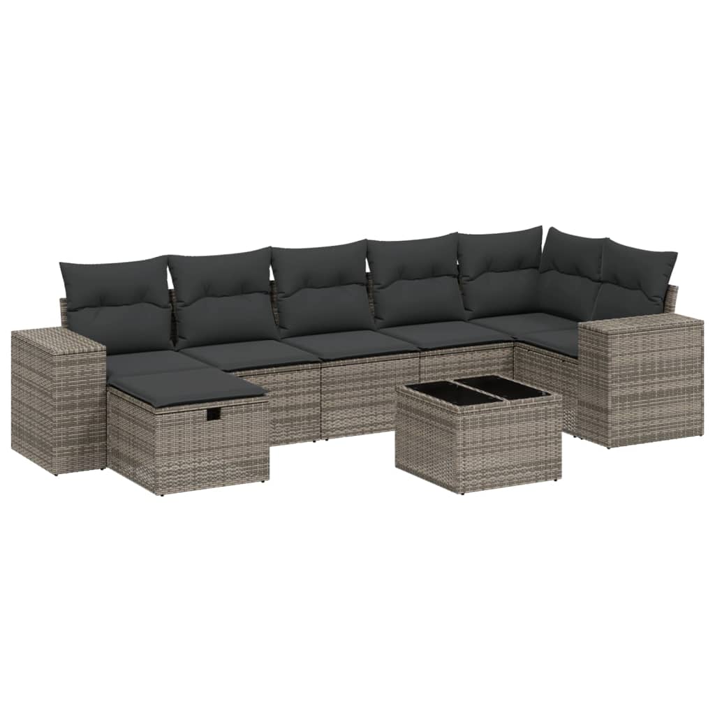 8-delige Loungeset met kussens poly rattan grijs is nu te koop bij PeponiXL, paradijselijk wonen!