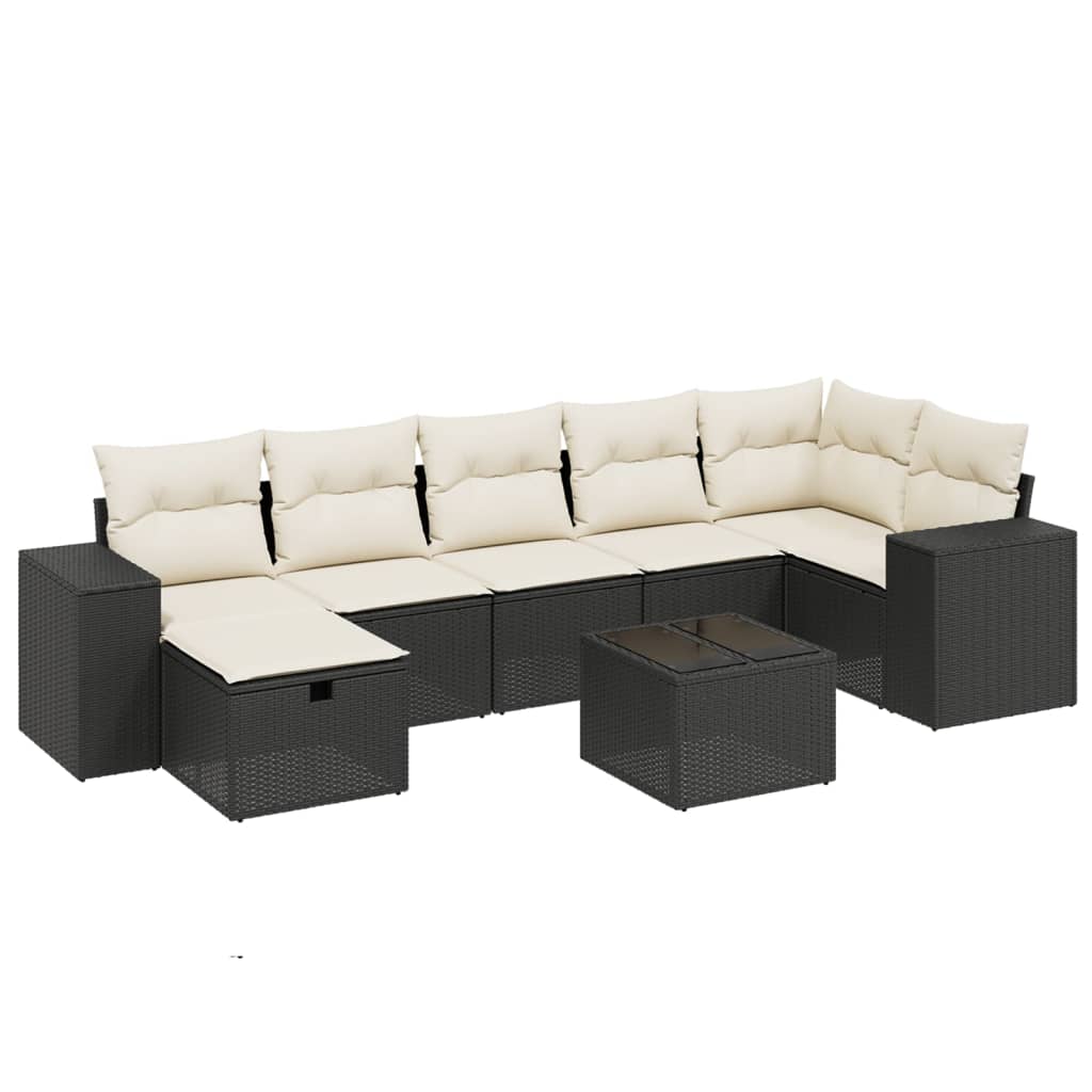8-delige Loungeset met kussens poly rattan zwart is nu te koop bij PeponiXL, paradijselijk wonen!