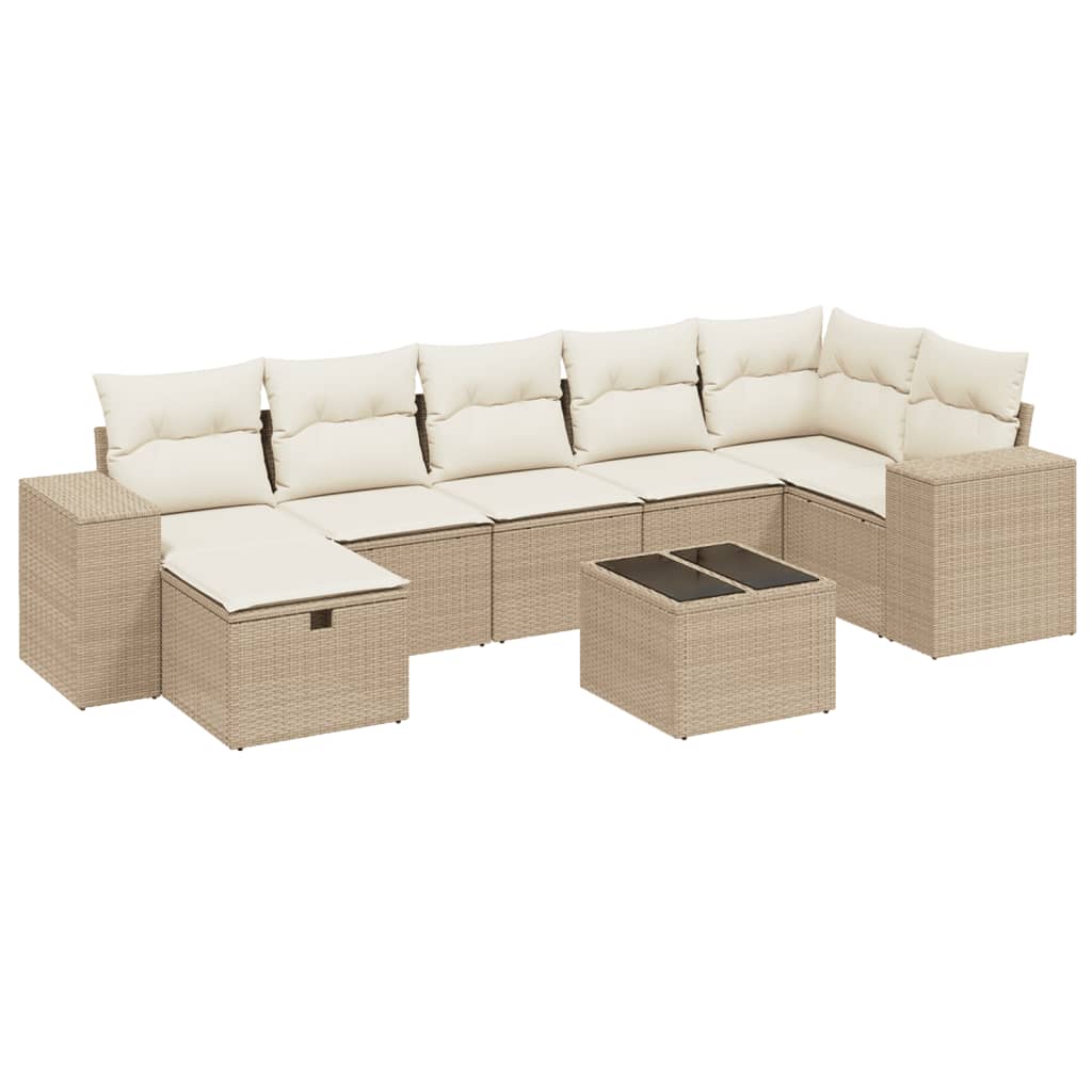 8-delige Loungeset met kussens poly rattan beige is nu te koop bij PeponiXL, paradijselijk wonen!