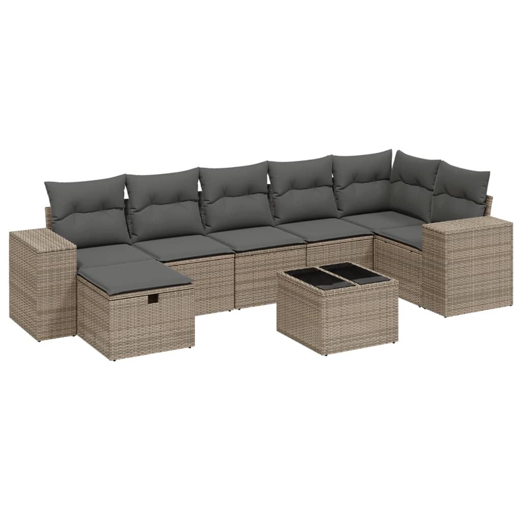 8-delige Loungeset met kussens poly rattan grijs is nu te koop bij PeponiXL, paradijselijk wonen!