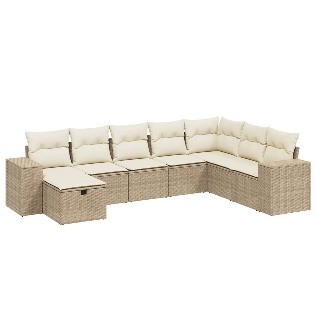 8-delige Loungeset met kussens poly rattan beige is nu te koop bij PeponiXL, paradijselijk wonen!