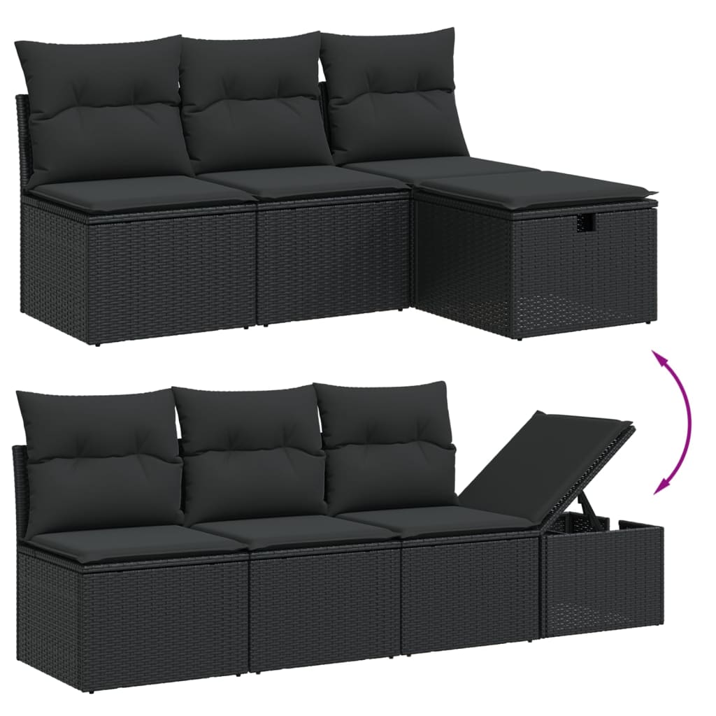 9-delige Loungeset met kussens poly rattan zwart is nu te koop bij PeponiXL, paradijselijk wonen!