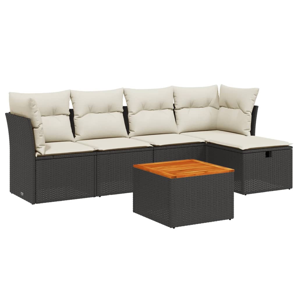 6-delige Loungeset met kussens poly rattan zwart is nu te koop bij PeponiXL, paradijselijk wonen!