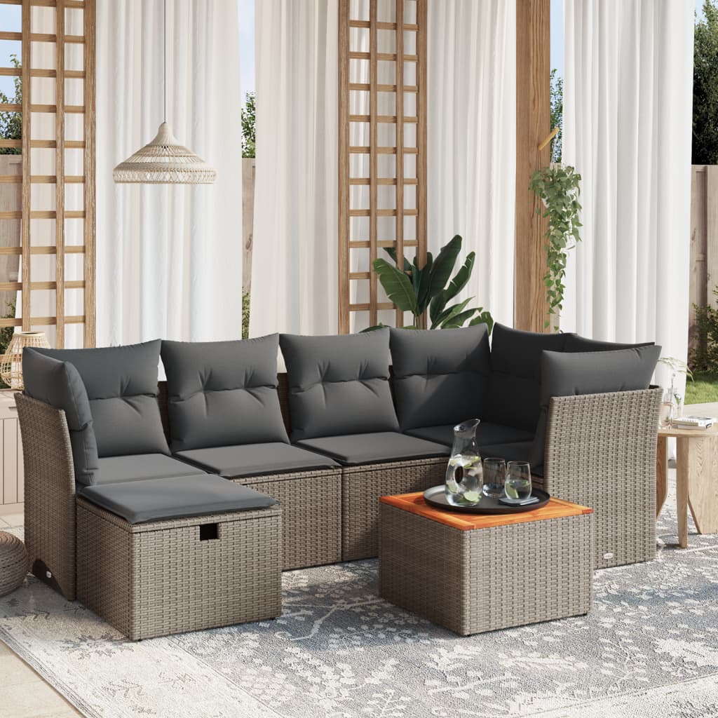 7-delige Loungeset met kussens poly rattan grijs is nu te koop bij PeponiXL, paradijselijk wonen!