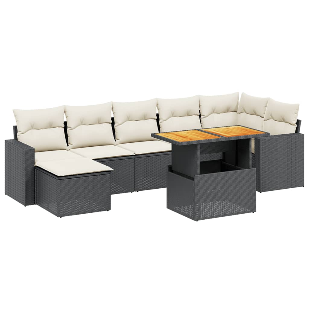 8-delige Loungeset met kussens poly rattan zwart is nu te koop bij PeponiXL, paradijselijk wonen!