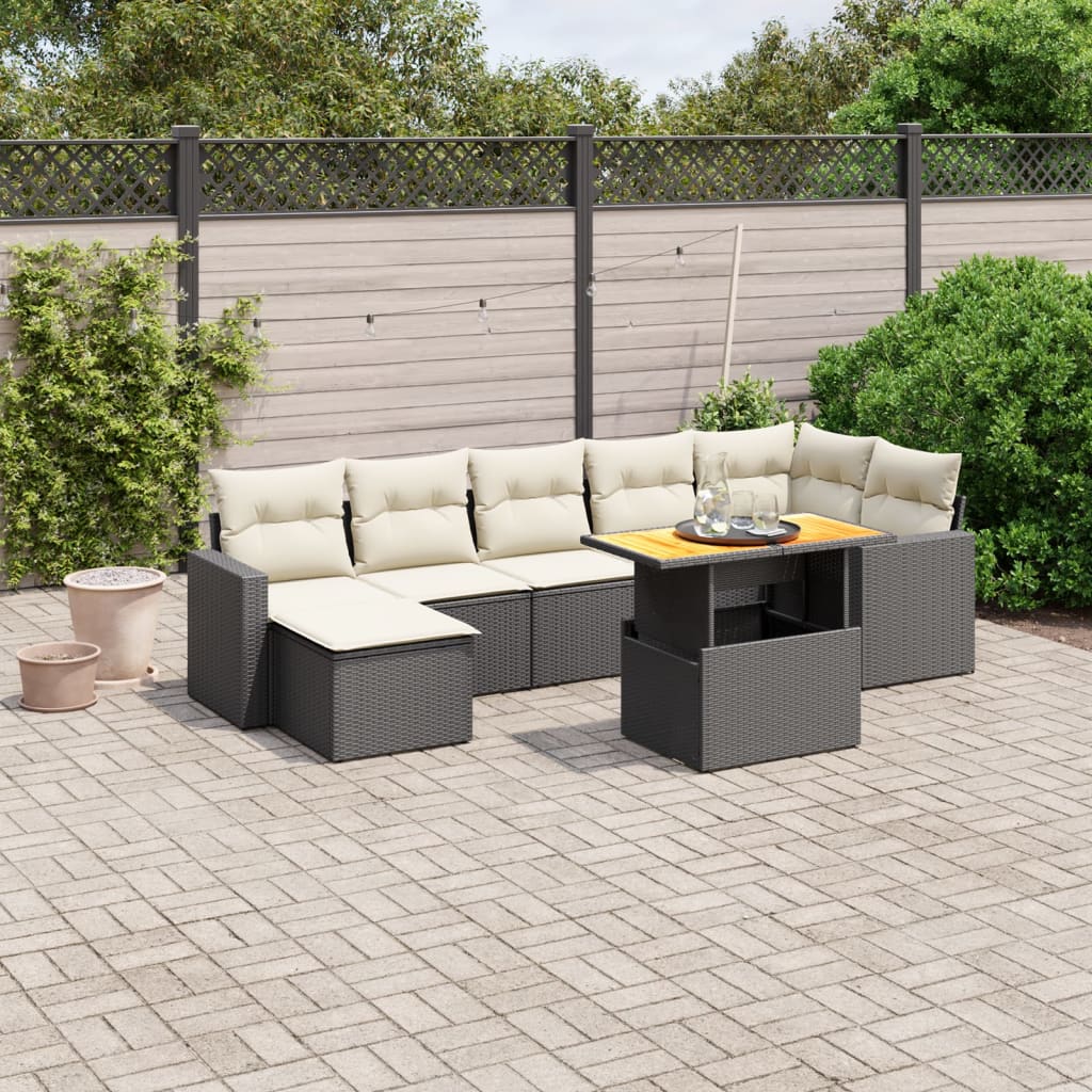 8-delige Loungeset met kussens poly rattan zwart is nu te koop bij PeponiXL, paradijselijk wonen!